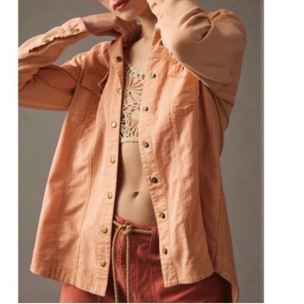 Anthropologie Pilcro Utility Shacket Peach